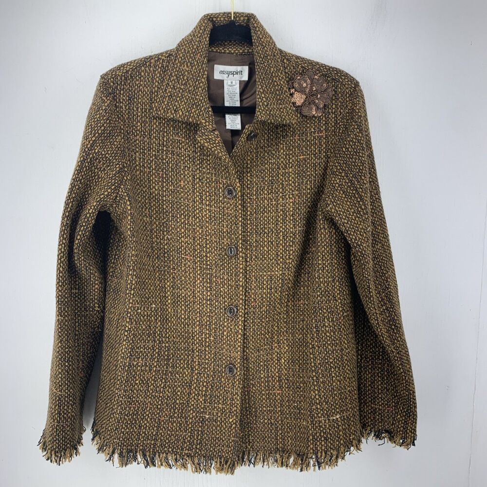 Tweed Jacket Blazer Fringe Academia Professional Casual Old Money Classic Retro